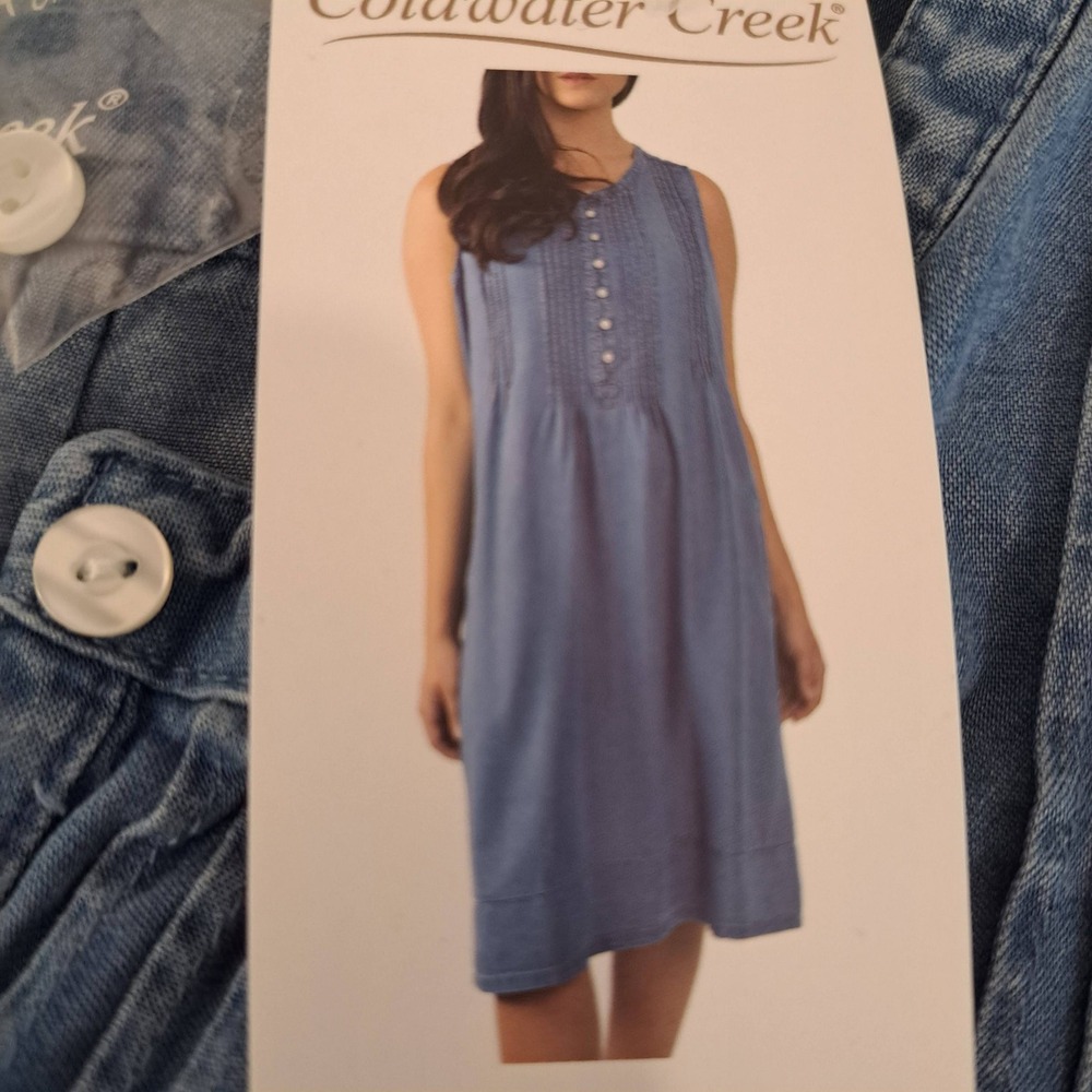 Coldwater Creek Womens Tunic S Blue NWT Pintuck Tencel 1805-238